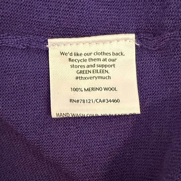Eileen Fisher Rich Purple/Blue 100% Merino Wool Knit Top - Picture 7 of 10